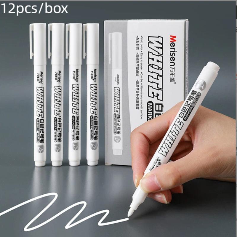 Box Art And Craft - 12pcs/Box Permanent White Marker Pens With