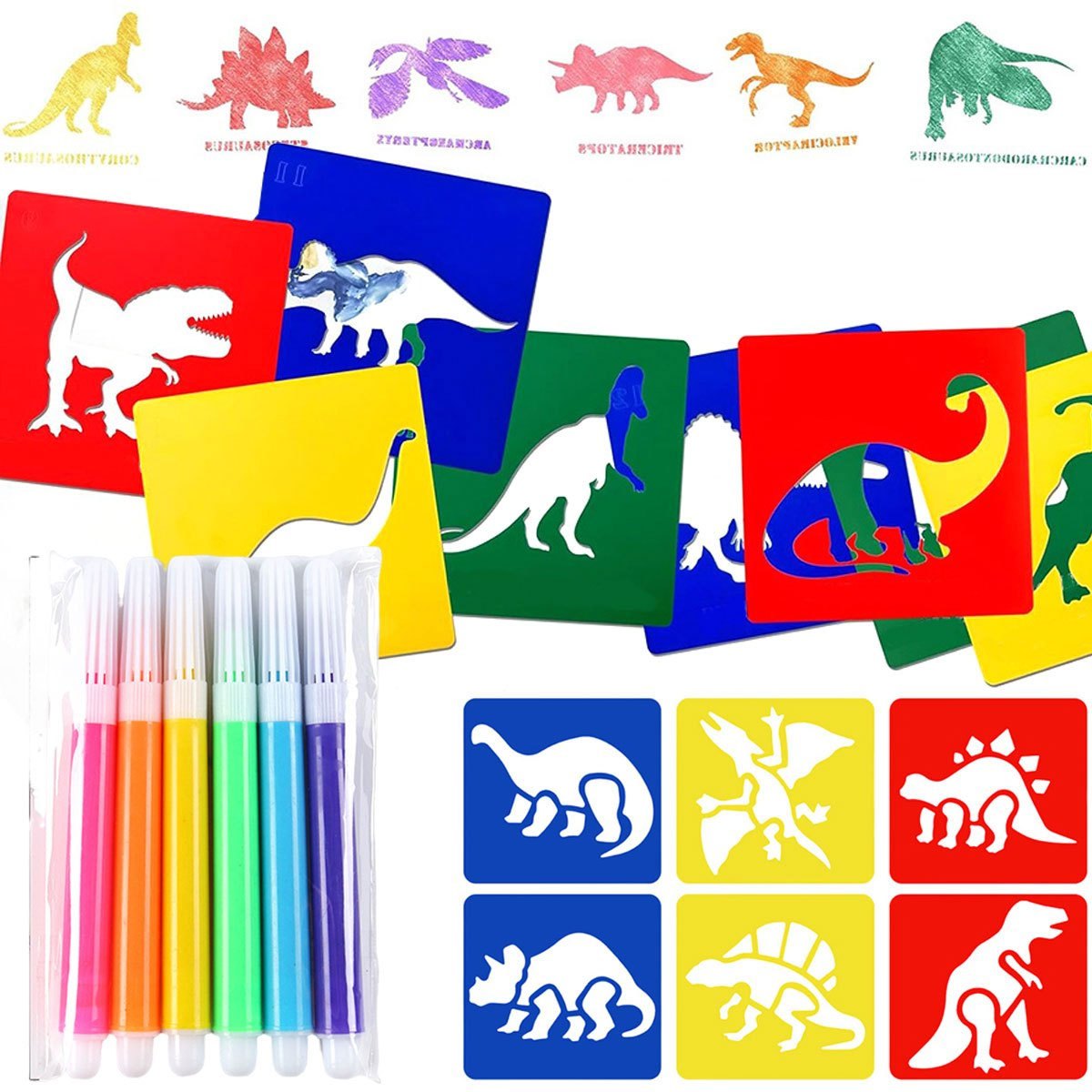 6Pcs Dinosaur Painting Stencil - Art Craft Dinosaurs recension och pris