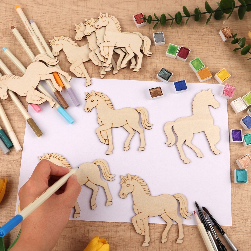 24Pcs Unfinished Horse Wooden  - Art Craft Horse recension och pris