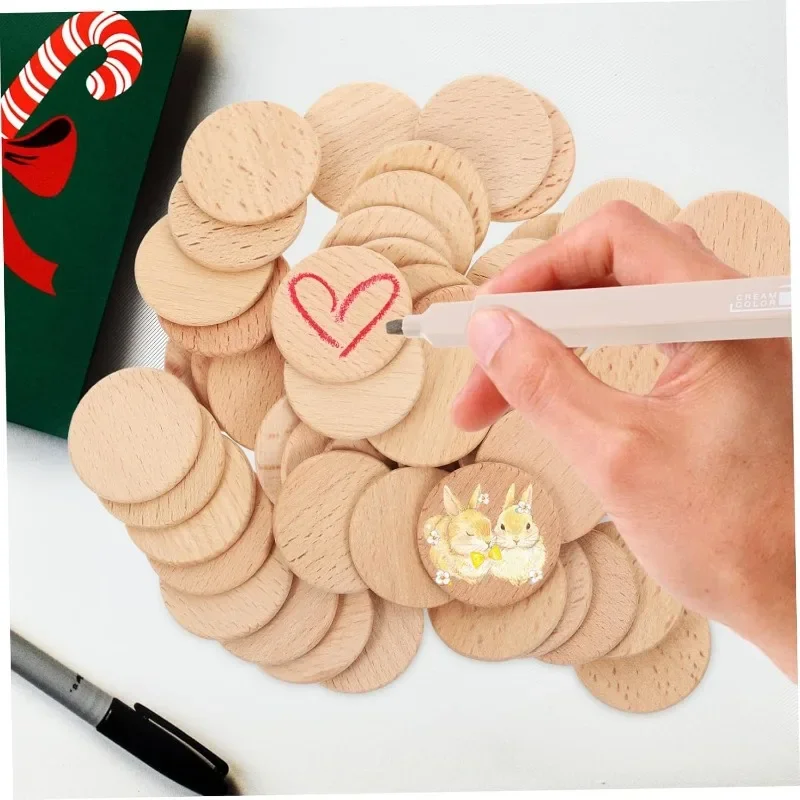 50PCS Round Unfinished Wood Cu - Art Craft Game recension och pris