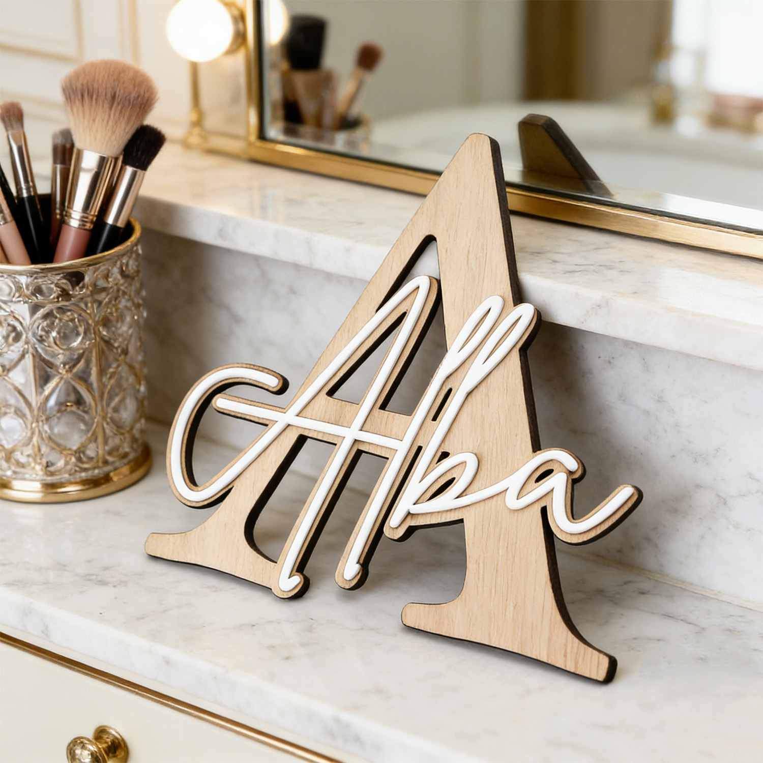 1pc Double-layer Wooden Name D - Art Craft Christmas recension och pris