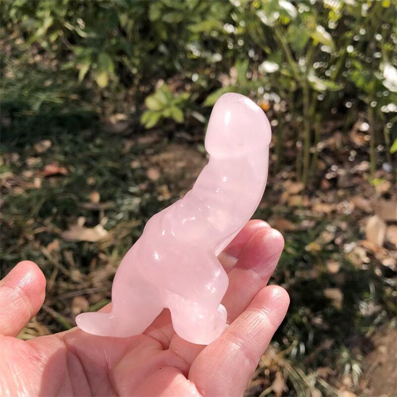 1PCS Natural Rose Quartz Carto - Art Craft Dinosaurs recension och pris